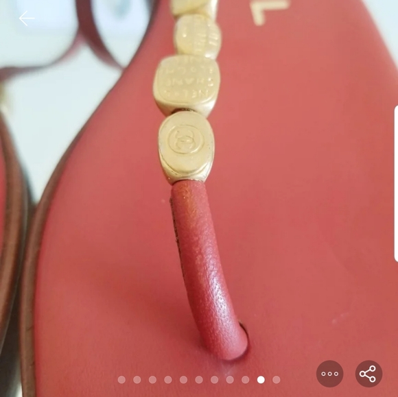 Chanel Red Brick Leather Thong Sandals 37 - Picture 7 of 8